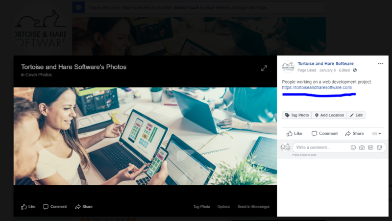 Cover photo with link in the caption