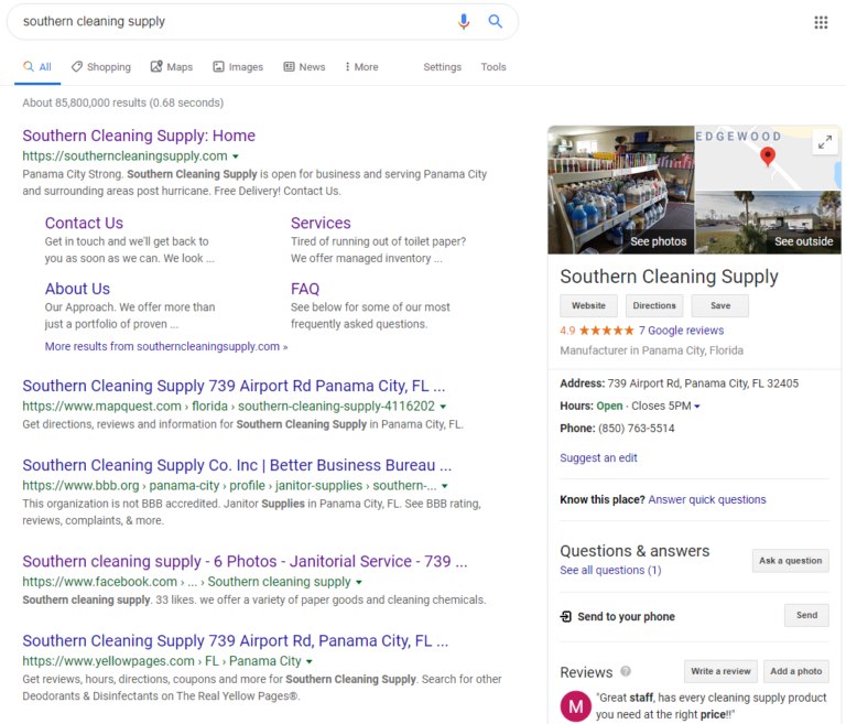 cleaning company seo ranking top spot for janitorial keywords