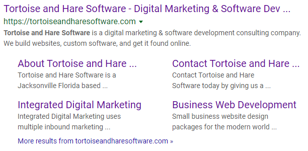 organic sitelinks in the serp