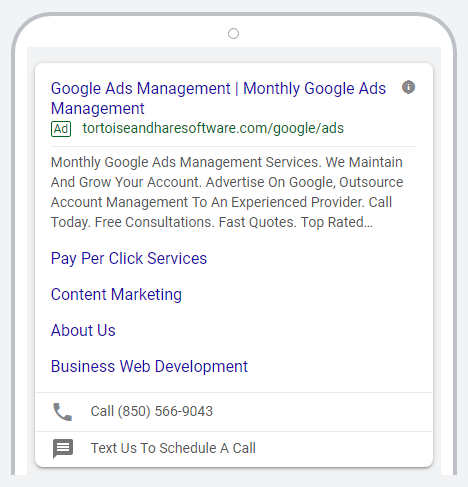 mobile preview of expanded text ad for ecommerce saas google ads case study