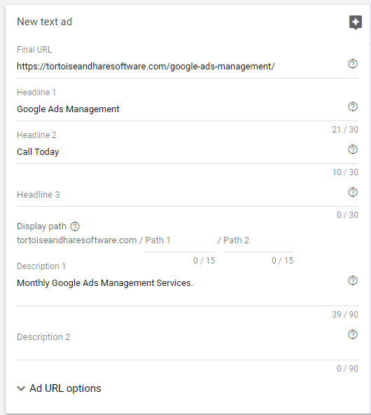 incomplete google ad copy