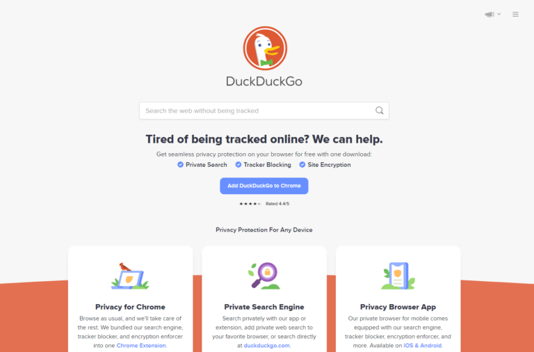 example site search page with good web design