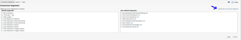creating a new conversion segment in top conversion paths