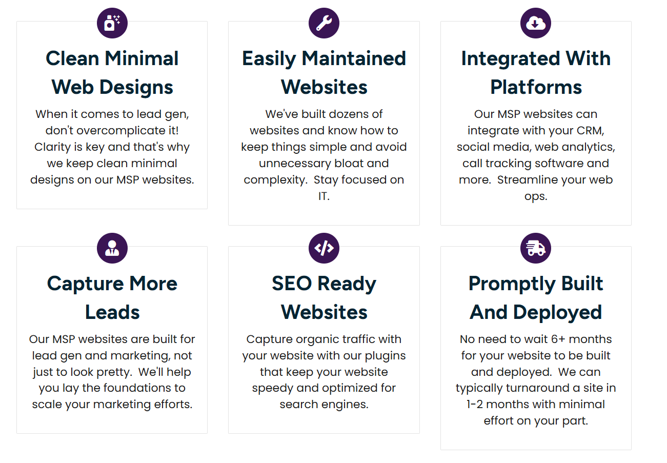 iconography block on a web page