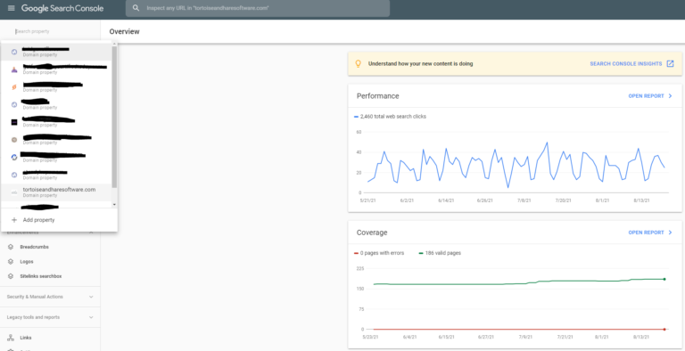 adding a property in google search console