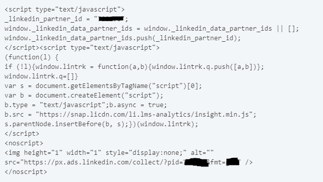 linkedin insight tag snippet