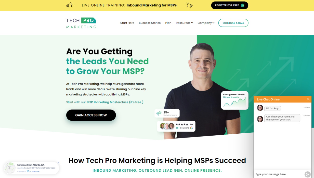 tech pro marketing website