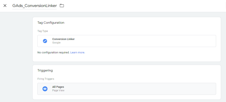 google ads conversion linker tag in google tag manager
