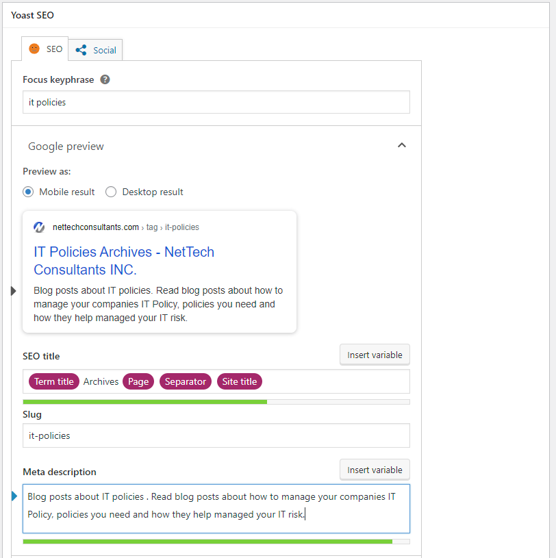 custom taxonomy for an msp wordpress website