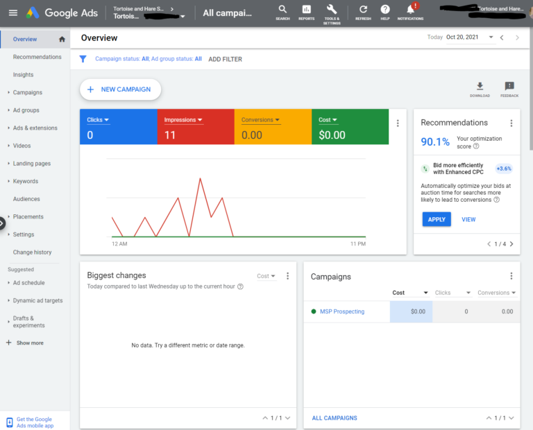 google ads expert mode view