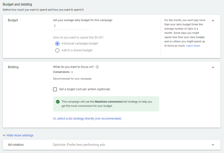setting a paid search budget for an MSP prospecting campaign