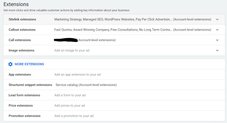 ad extensions you can configure to enhance ctr