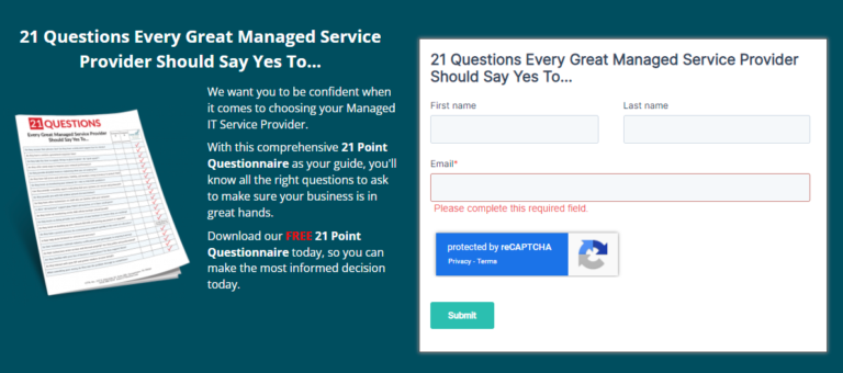 gated content via exit intent pop to generate leads for an msp