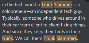 msp owner explaining concept of a trunk slammer in discord