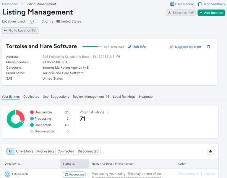 Directory Citation And Listing Management Tool