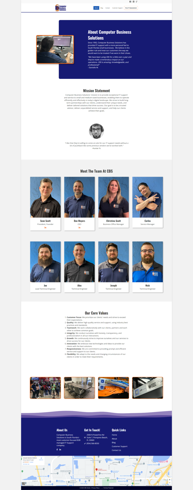 msp website about page with team member photos