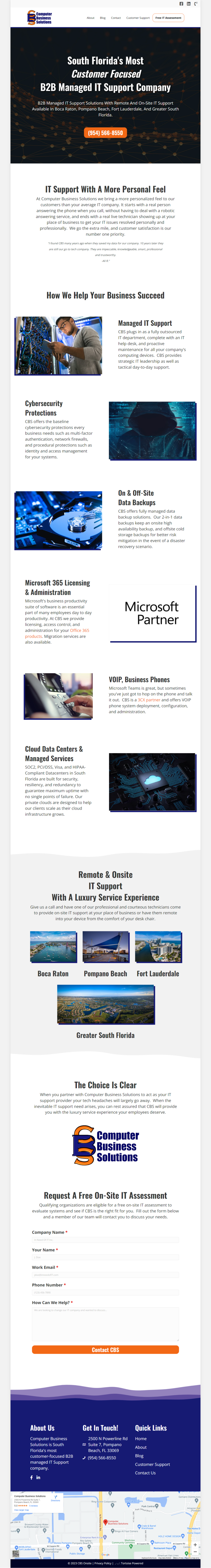 msp website home page with positioning and messaging