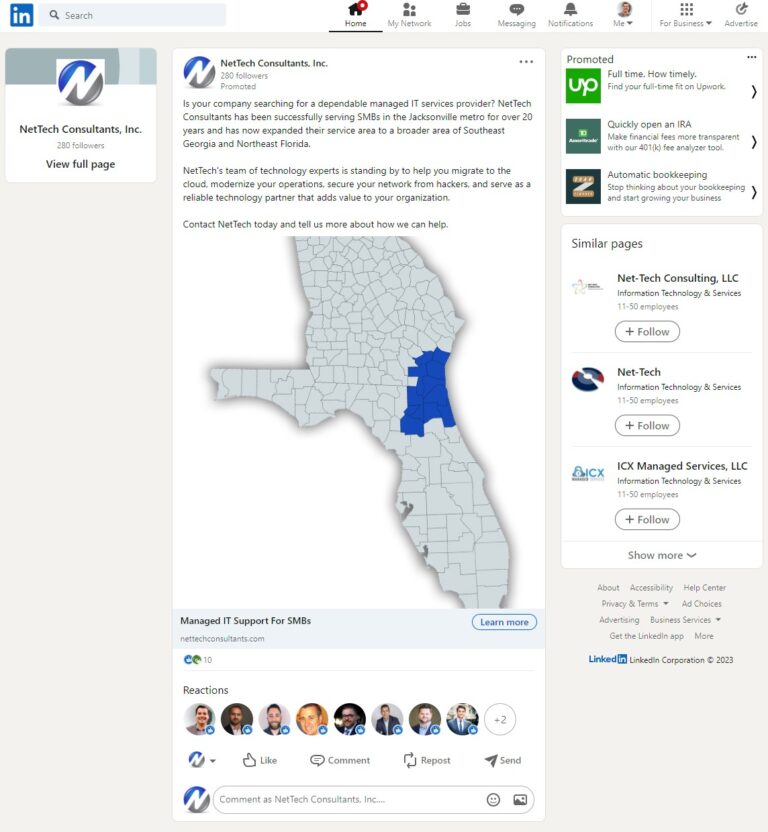 linkedin ad for an msp