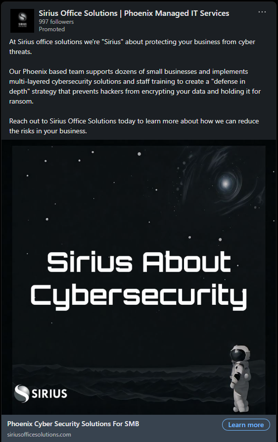 brand awareness ad for an msp