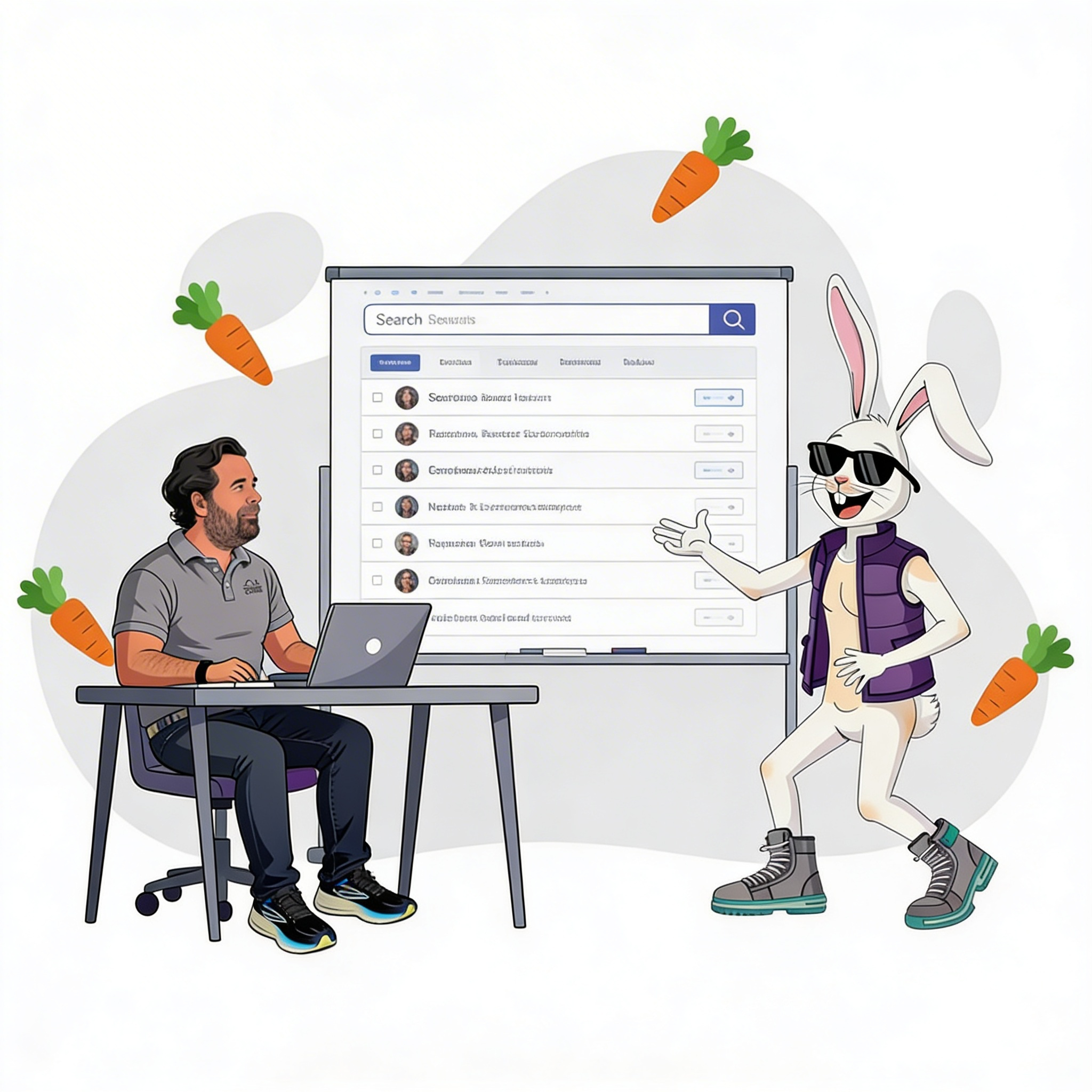 brand character explaining google ads to a client