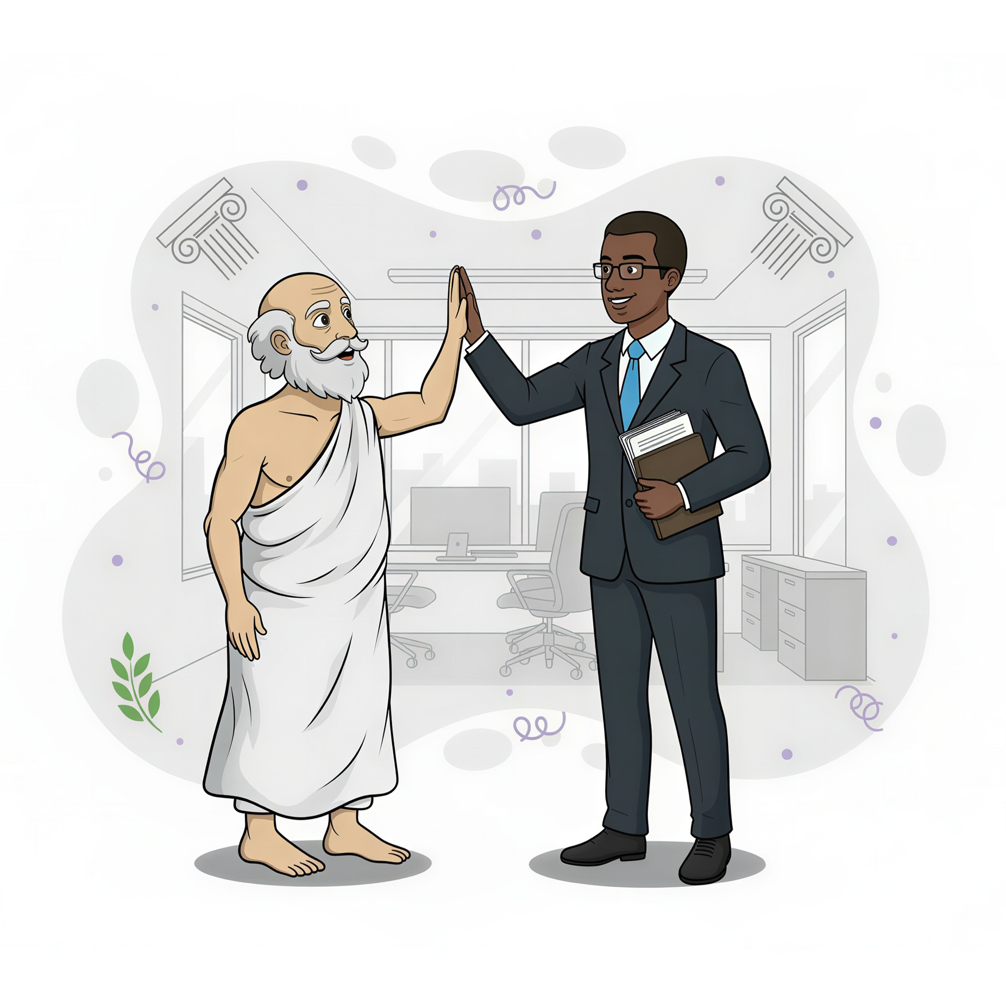 msp marketing strategy consultant high fiving a customer after handing them off a new marketing strategy