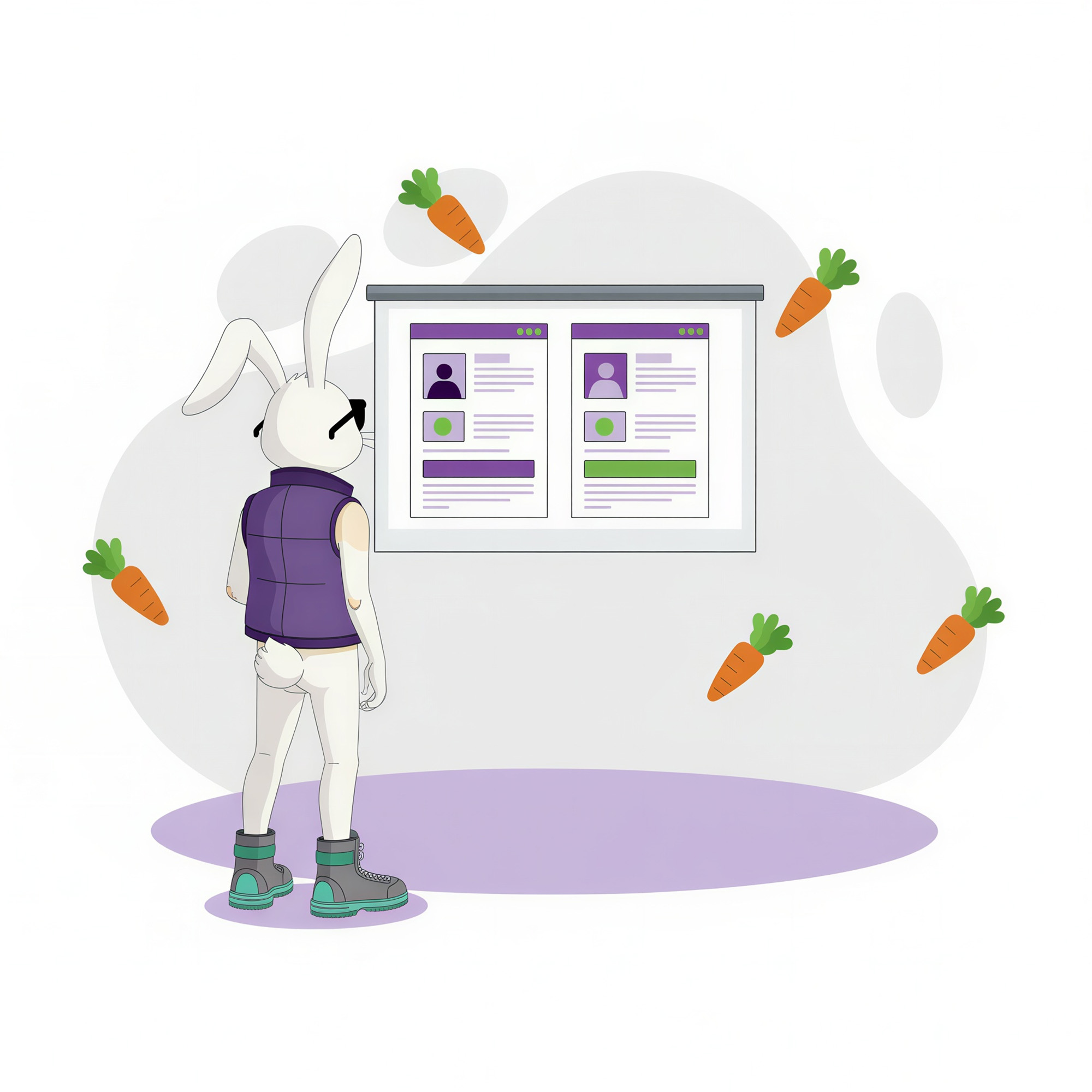 brand character reviewing performance of a split test on meta advertising platform