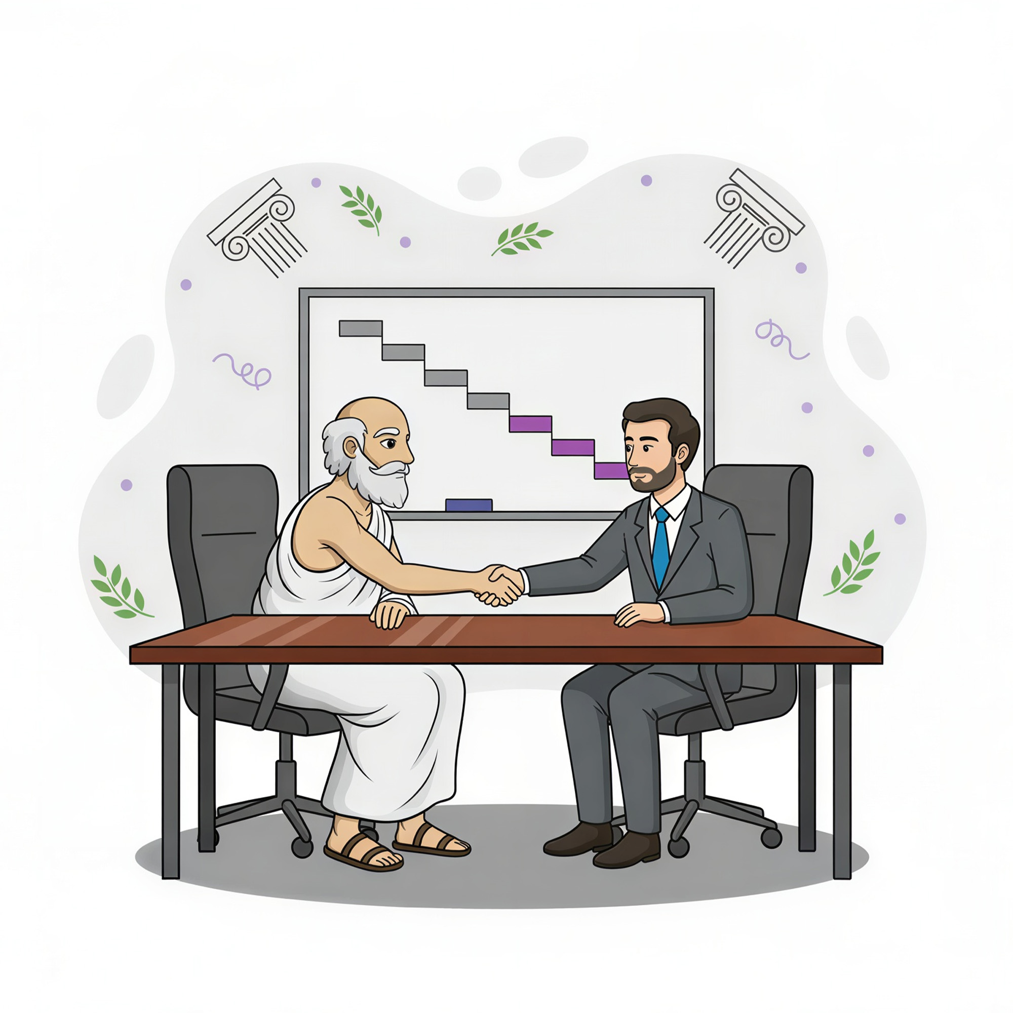 two people shaking hands next to a whiteboard with a Gannt chart in the background after completing a marketing plan.